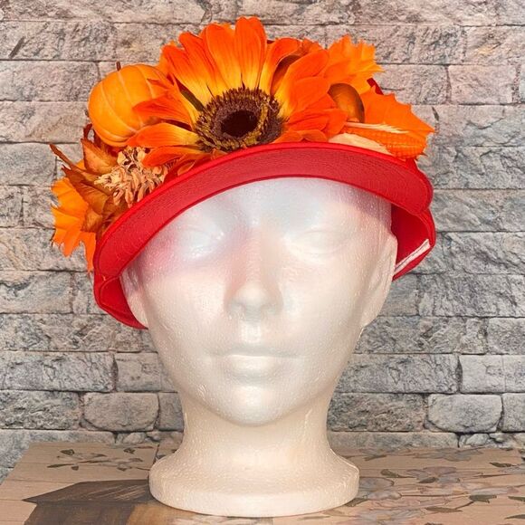 Fall Festival Baseball Cap Floral Harvest Handcrafted - Picture 1 of 5